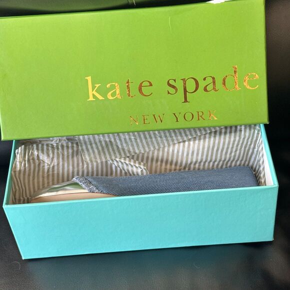 Kate Spade Women’s Size 8.5M Denim Fringe Flats Silver Cap Toe Vero Cuoio NIB - Picture 3 of 8